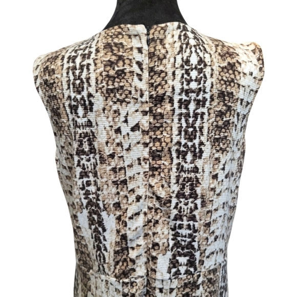 Dana Buchman Size 10Animal Print Brown and Cream Sleeveless Dress No Belt - Picture 6 of 11